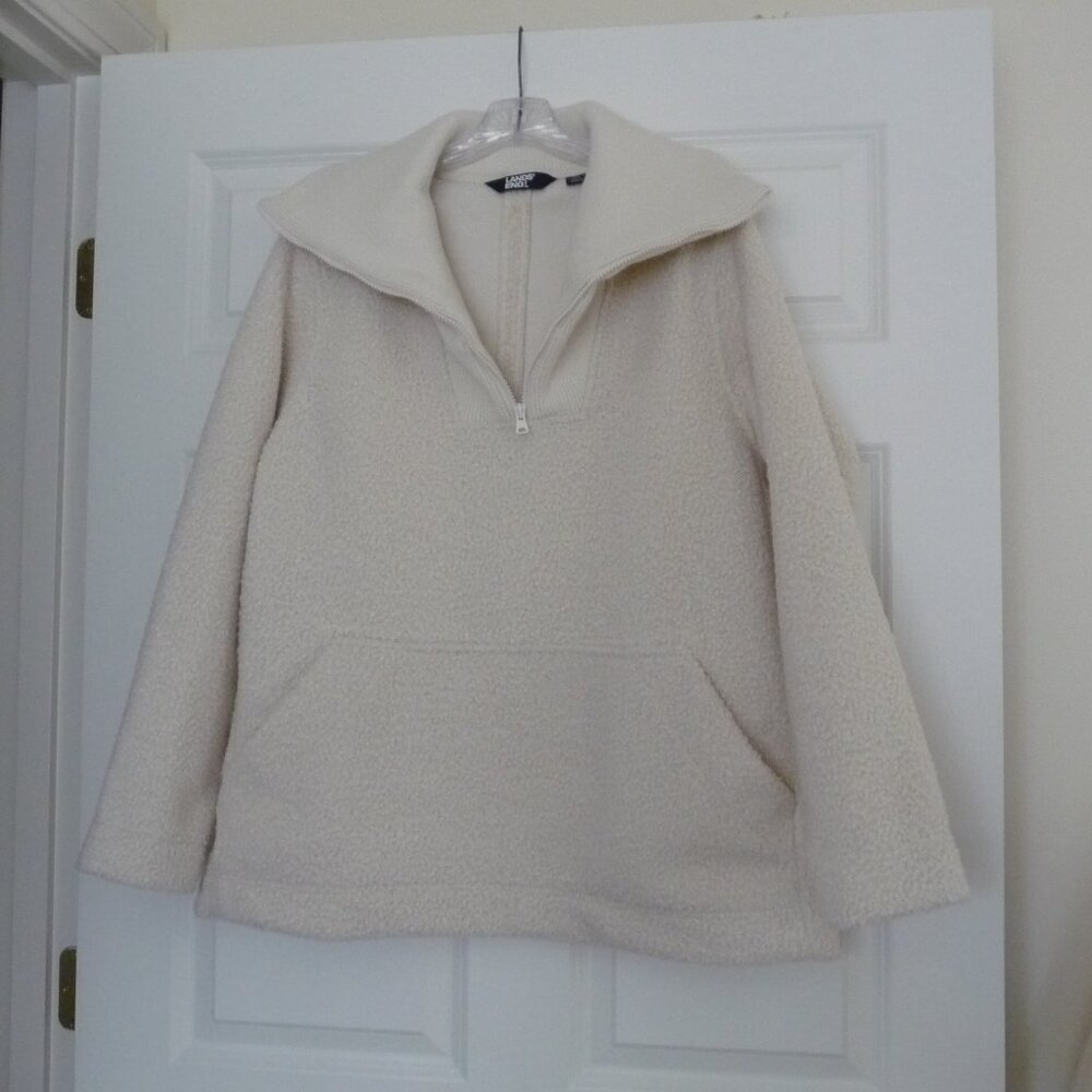 LANDS’ END COZY BOUCLE FLEECE QUARTER ZIP PULLOVER SIZE LARGE 14-16